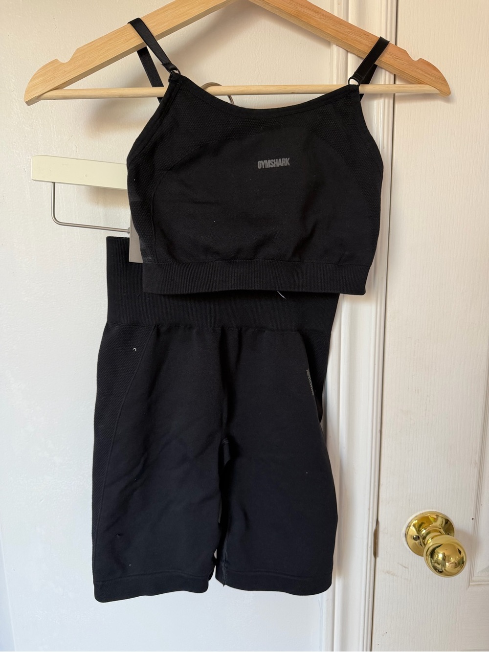 Gymshark Black Sports Bra and High-Waist Biker Shorts Set
